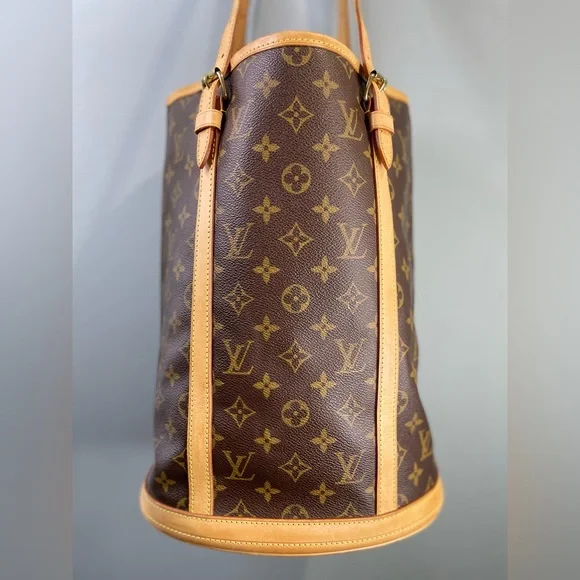 Louis Vuitton GM Monogram Canvas Vertical Bucket Bag with Tan Trim - Picture 10 of 11
